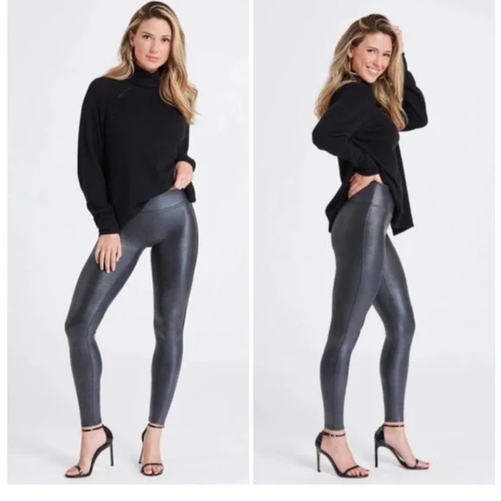 • Spanx • Women’s Faux Leather Pebbled High Waisted Leggings Black Small